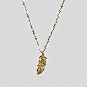 NWT Coach 18K Gold Plated Mini Demi-Fine Feather Necklace # 58983 Retail $115